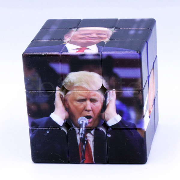 Funny Trump Magic Cube 5.6cm Professional Magic Puzzle Trump UV Print Children Adult Education Intelligence toys Souvenirs 60pcs AAA1812