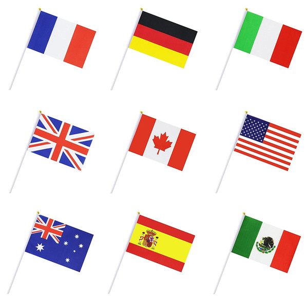 Hand Held Flags With Poles 32 Countries Hand Hold National Flags Party Decorations for souvenirs 32pcs 2018 World Cup