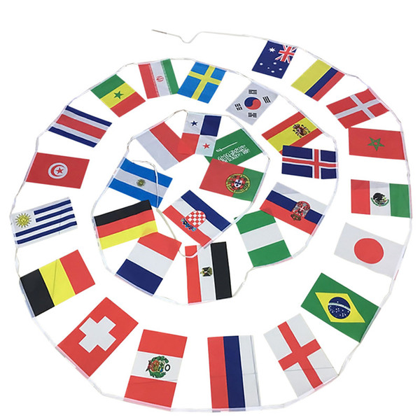 2018 Russia WORLD CUP BUNTING FLAGS ALL 32 TEAMS 9M Bar String Flags 14 x21cm 20*30cm Decoration World Cup Nation Flags