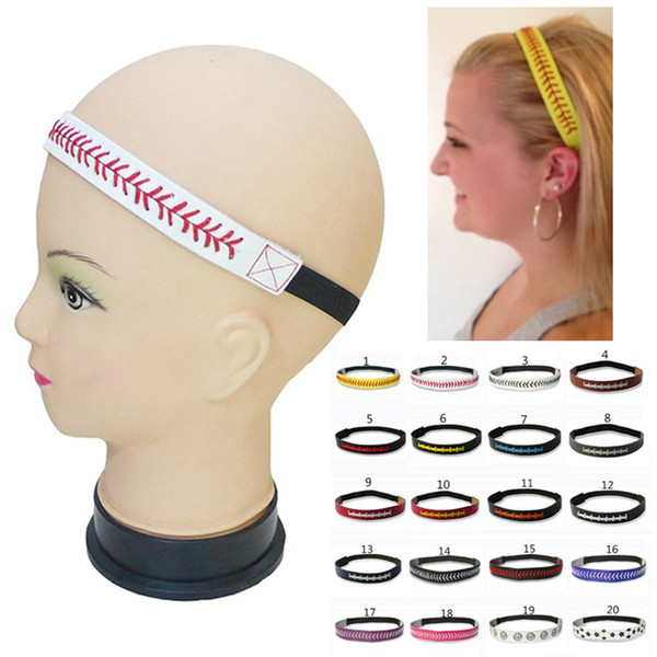 Baseball Softball Headband Stitching Seam Fastpitch Leather Stretch Elastic Sport and Fashion Headband Souvenirs Gift 20 Colors