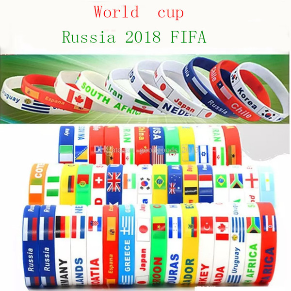 2018 Russia World Cup sports bracelets Many countries national flags silicone Wristband For Football soccer Fans Souvenir Jewelry Gift hot S