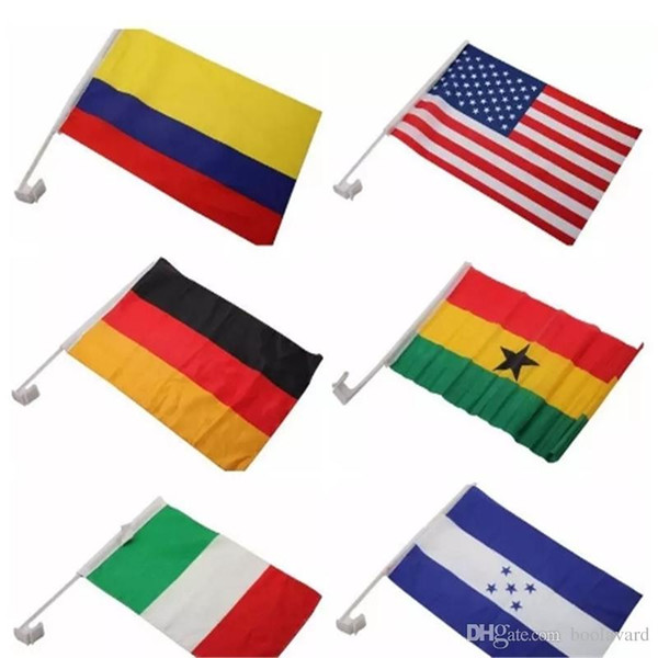 Russia 2018 world cup car flag football soccer 32 national team car flag car window clip flag 30*45cm double sided Banners2018102205