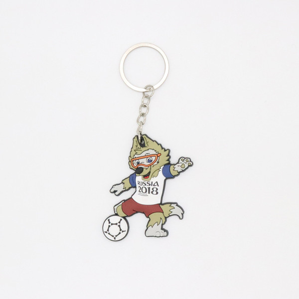 Russia World Cup Football Keychain Small Wolf Mascot Zhabei Waka Key Chains Souvenir Pendant Hanging Key Buckle Men Women Soccer Fans Gift