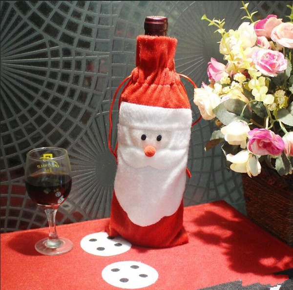 Loveliness Creative Santa Claus red wine or champagne gift bags Quality Christmas Wine bottle Bags Santa Claus Wine champagne Cover Gifts B