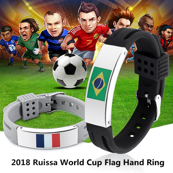 Silicone Flags Bracelet Hand Ring Wrist Strap World Cup Flags 32 Countries Flag Bracelets Football Souvenirs Wristband Adjustable