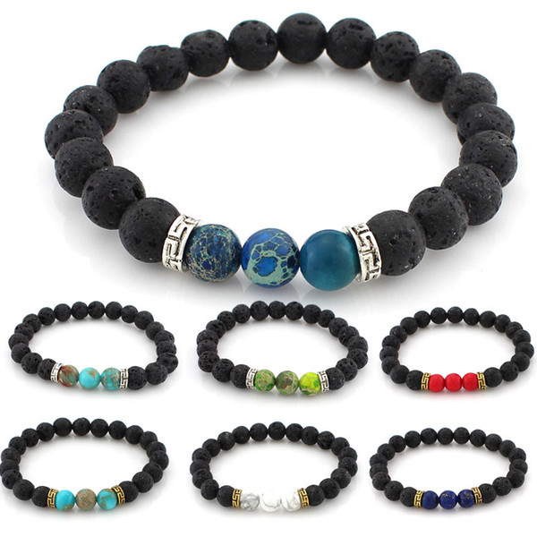 7 Chakra Bracelet Men Natural Lava Stone Essential Oil Diffuser Bracelet Charms Energy Yoga Beads Stretch Bangle Women Jewelry B348S F