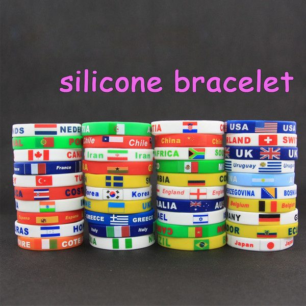 silicone bracelets with national flags sports Wristband Football Fans Silicone Bracelet Souvenir Gift.