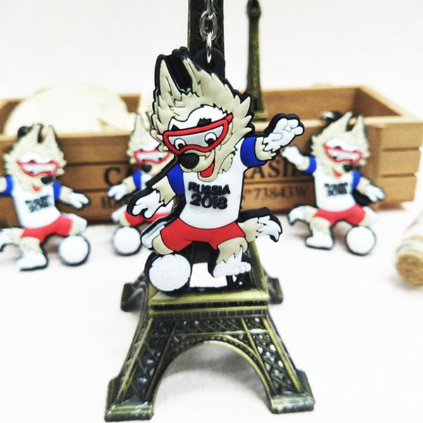 Russian World Cup Abudhabi Waka Key Chian Russian Mascot Souvenir Soccer Keychain Creative Zabivaka keychains free shipping