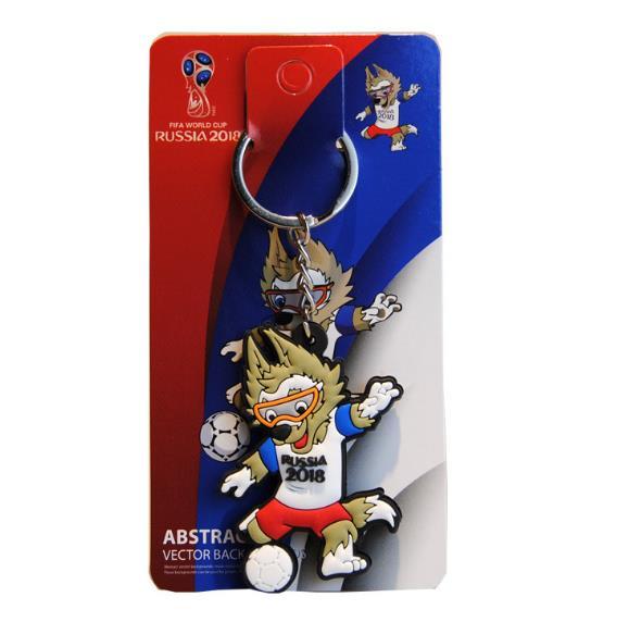 2018 Russia World Cup Football Keychain Small Wolf Mascot Zhabei Waka Key Chains Souvenir Pendant Hanging Key Buckle For Men Women