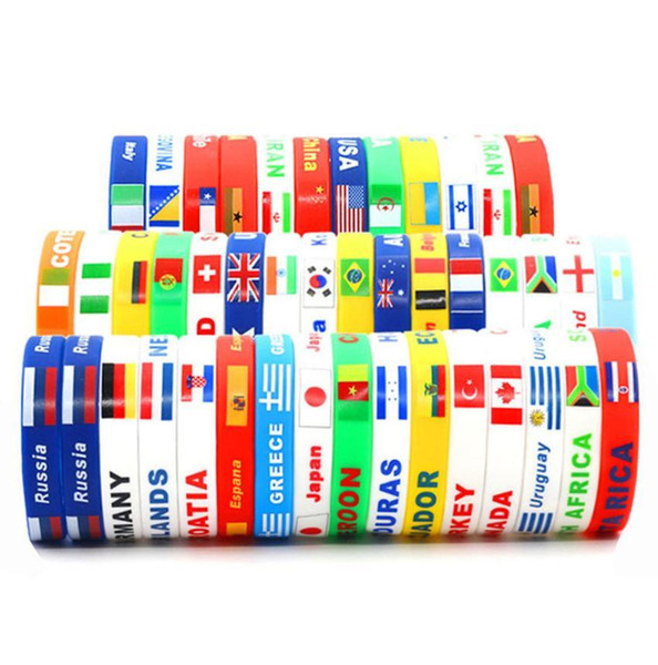 2018 Russia 2018 World Cup sports bracelets soccer ball national team Silicone sports Bracelet national flag Souvenir Wristband 200PCS GGA87