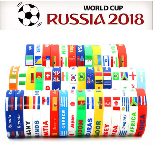 Russia 2018 World Cup sports bracelets Many countries national flags silicone Wristband For Football soccer Fans Souvenir Jewelry Gift