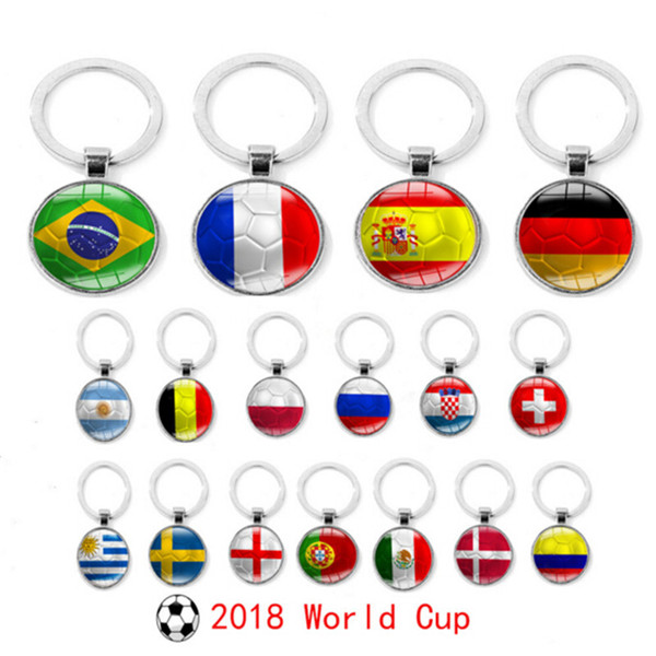 2018 Russia World Cup Football Keychain Football Match Key Buckle Metal Aluminum Alloy Country Flag Soccer Fans Souvenir Gift