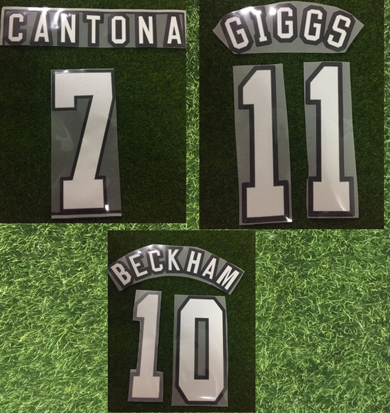 1996-1997 Retro 10 BECKHAM Nameset CANTONA 7 GIGGS 11 Name Number Set Velvet Lextra Printing