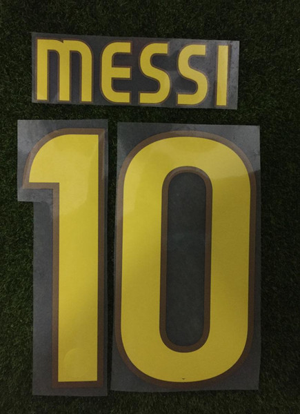 2008 2009 Messi nameset #10 MESSI UCL Flocking Heat Transfer Printing Soccer Patch badge