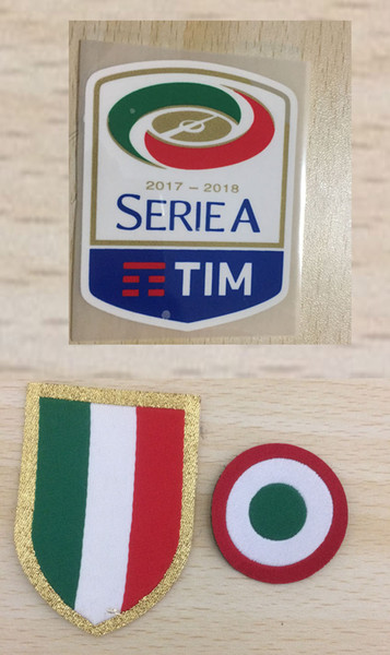 17-18 Serie A Patch Italia Calcio Red Coppa and Chest Scudetto Patch Italy Cup patch