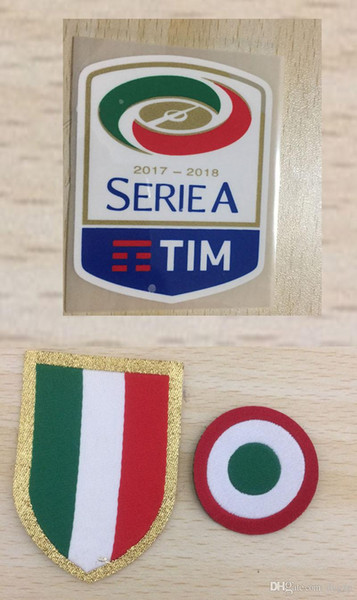 2017-2018 Serie A Patch Italia Calcio Red Coppa and Chest Scudetto Patch Italy Cup patch