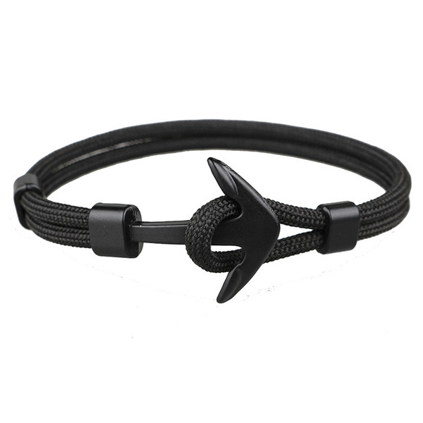 Fashion Black Anchor Bracelets Men Women Charm Survival Rope Chain Bracelet Wrap Metal Hooks Bangle Sport Hooks 10 Color Jewelry Gift H91F