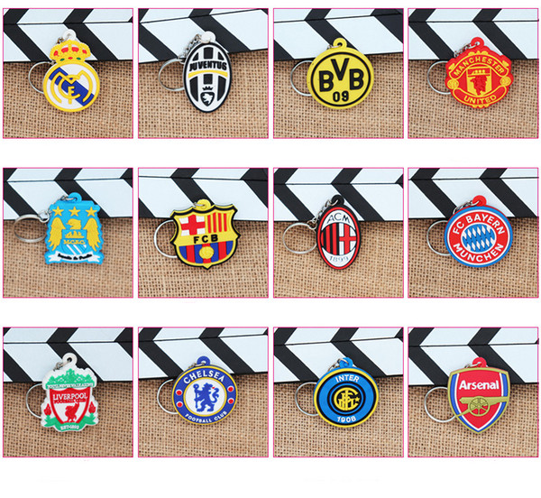 Football Club silica gel Keychain Soccer Fans Souvenir Gifts football League Teams Logo Car Key holder Accessories Sport Keyrings