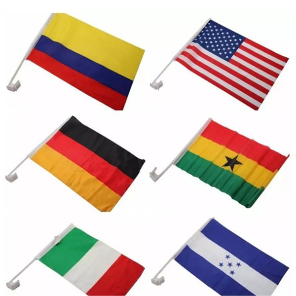 Russia 2018 world cup car flag football soccer 32 national team car flag car window clip flag 30*45cm double sided Banners2018102205