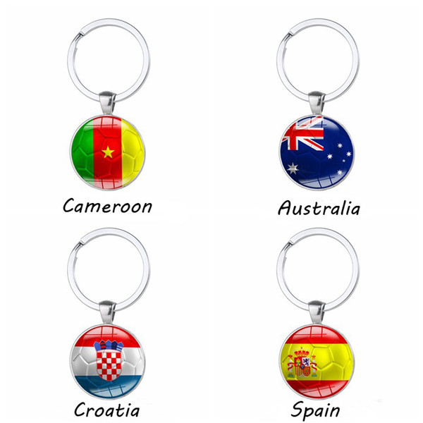 World Cup Metal Keychain Custom Manufacturers Supply Brazil Spain Italy Football Flag Keychain Handicrafts Wholesale Thuja