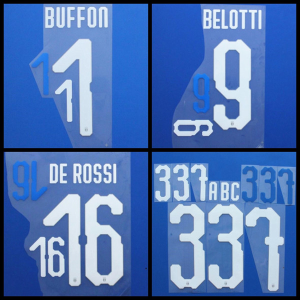 2018 2019 Italy BONUCCI BUFFON CHIELLINI INSIGNE VERRATTI football font Name number Print patches badges,custom Soccer Hot stamping Badges