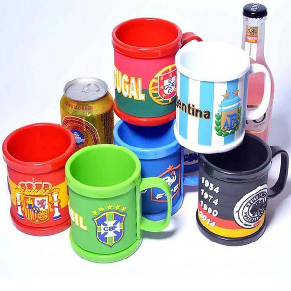 9 style Russia World Cup Mugs National Flag Football Cup Water Drinking Coffee Mug Healthy PVC plastic Tea Milk Cup with Handle Hydration