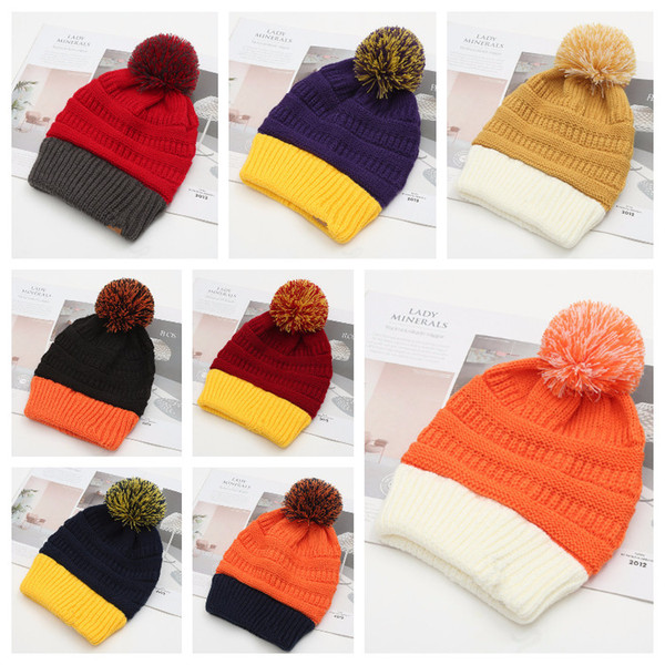 8 Colors Caps Girls Hats Beanies Cap Girls Women's Winter Warm Hat Weave Woolen Knitted Hats Adult Casual Headgear 58-60cm