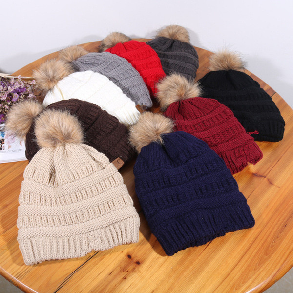 9 Colors Winter Warm Thicken Plush Women's Beanies Adult Knitted Caps Weave Hats Girls Hat Casual Cap Outside Skiing Headgear