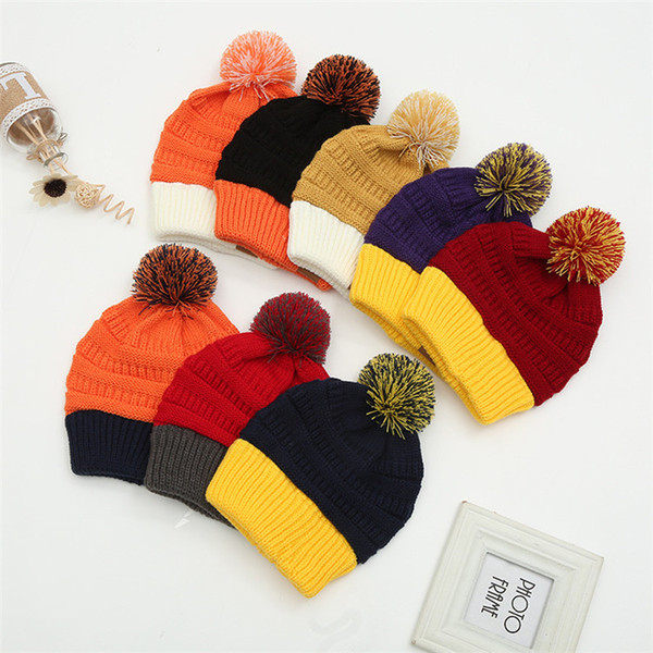 Fashion Beanies Cap Caps Girls Hats Girls Women Winter Warm Hat Woolen Knitted Hats Adult Casual Headgear 58-60cm 8 Colors