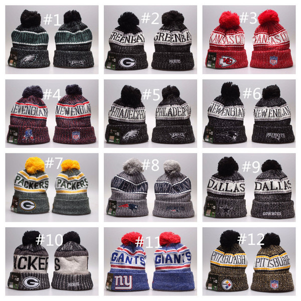 Unisex Teenagers Hats Outdoors Beanies Football Teams Beanies Cold Weather Warm Adult Caps Sport Knitted Hat Multicolors