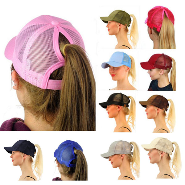 Summer Ponycap Women Baseball Hats Caps Ponytail Snapbacks Messy Bun Mesh Baseball Sport Cap Adjustable Sunhat