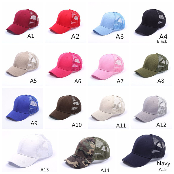 Baseball Cap Women Adjustable Ponytail Caps Messy Bun Baseball hat Girls Snapback Caps Summer Sports Mesh Hats 29 colors