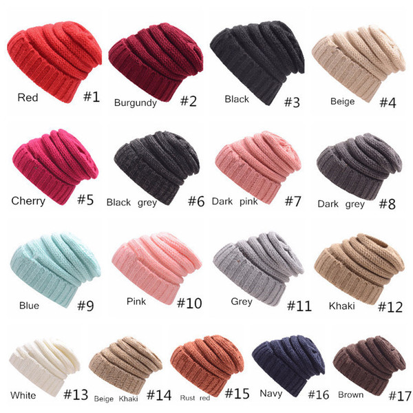 Beanies hats Knitted Caps Fashion Visor Cup Girls women Winter Warm Hat Weave Bonnet Hat Casual Beanies 17 Colors