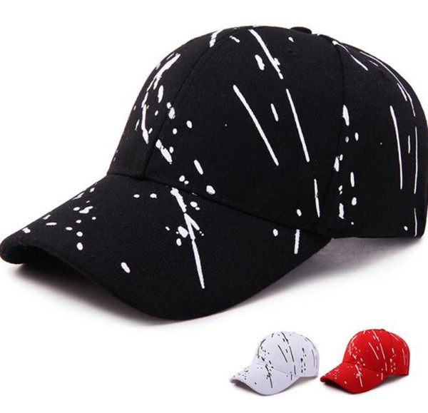 Fashion Splash Ink Printed Baseball Cap Trend Hip Hop Hat Summer Man Woman High Quality Casual Adjustable Black Solid Bone