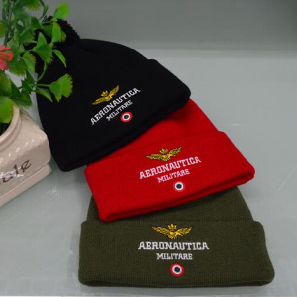 3 colors Hight quality AERONAUTICA MILITARE Beanies men women autumn winte
8000
r beanies knitted letter embroidery casual ladies pom-pom gorro