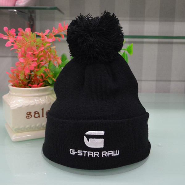 NEW Hight quality G-STAR RAW Beanies men women autumn winter beanies knitted letter embroidery casual ladies pom-pom gorro