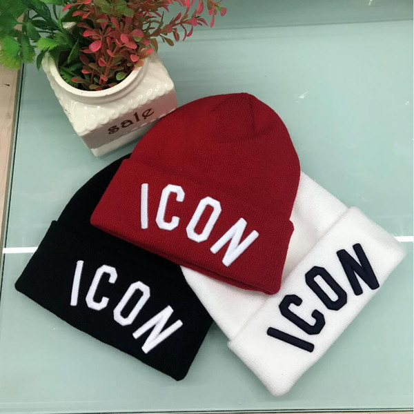 2018 ICON embroidered Beanies men women unisex Beanies casual knitted skateboard skull caps outdoor couple tide hats