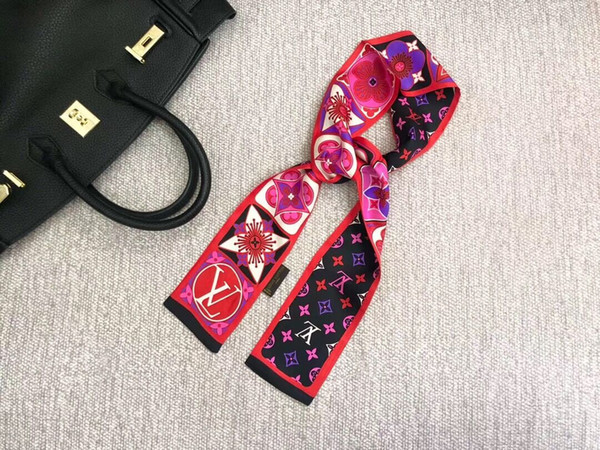 Top grade Silk HANDBAG scarf double sided print Headbands women small silk scraves bag scarf hair Bands ladies all-match scarf girls gifts