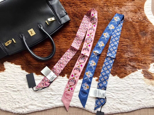 Top quality silk handbag small scarf letter print ladies scarf women headband luxury ladies hairband narrow bag scarf