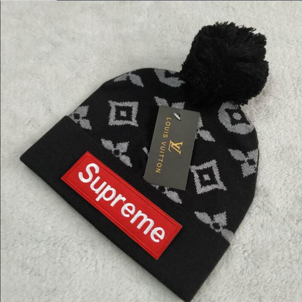 2018 sup caps black new Unisex Autumn sup Winter Men brand knitted hat fashion beanies gorro women warm casual ski skull POM POM caps