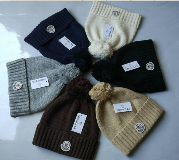 Newest Unisex Autumn Winter Brand MON beanies Knitted Hat Designer Warm Thick Beanies gorro Bonnet for Men women Crochet Skiing Skull Cap