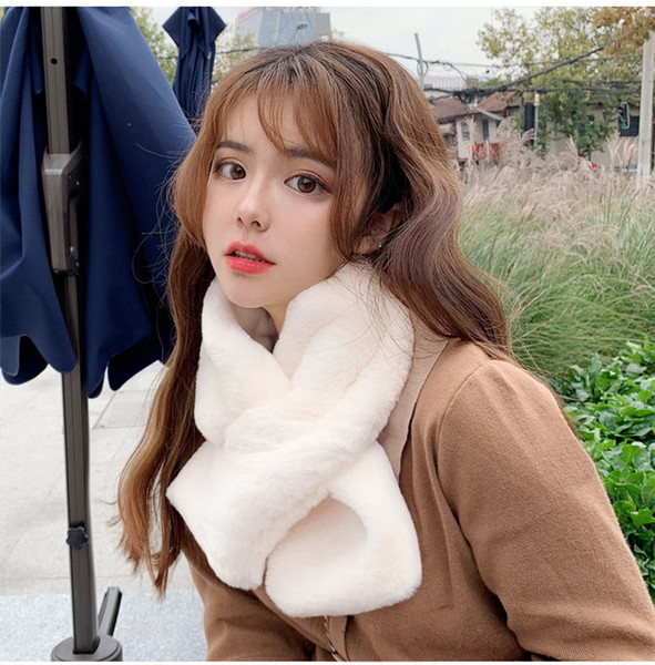 Fashion designer Woman's Plush Windproof Plush Scarf Keeping Warm in Winter colorful lady students scarves vetements