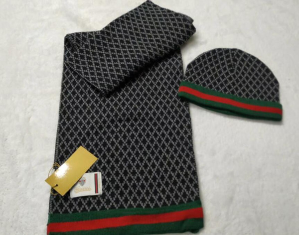 12 color UNISEX Top Quality red green stripe Men Women Designer Hat Scarf Sets Warm European High-end Luxury Brand Fashion outdoor Hat Scarf