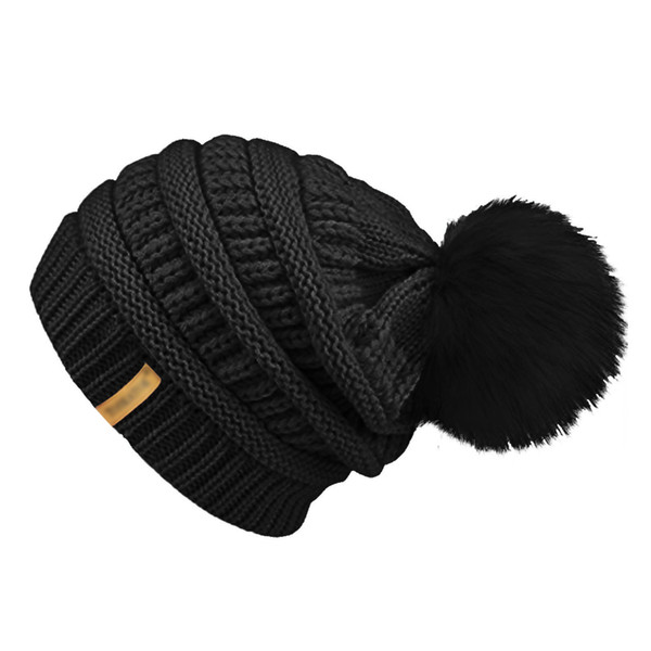 New Men Women Beanie Hat Winter Spring Thick Warm Wool Knitted Pom Pom Hats Casual Unisex Hair Ball Cap Bonnet Gorros