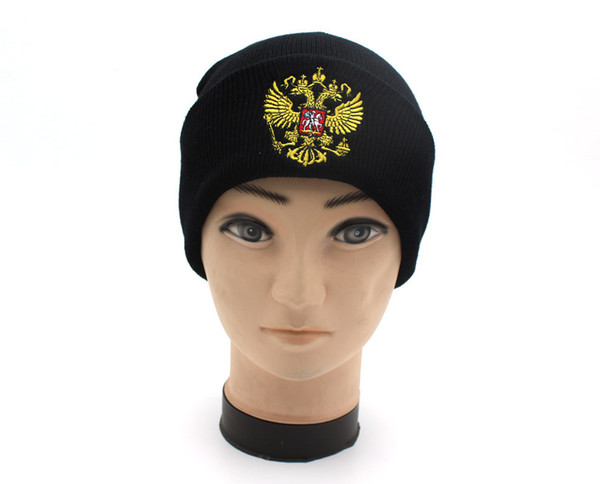 Hor Russia Winter Hat Men Women Warm Russian Emblem Knitted Hats Skullies Beanies Black Winter Cotton Hat Mask Beanies Knit