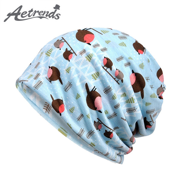 [AETRENDS] 2018 New Multi Function Carton Design Slouchy Baggy Beanie Hats Outdoor Skullies Sport Beanies Collar Scarves Z-6431