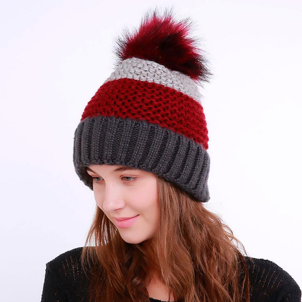 New Arrival Feminino Ladies Womens Tops Fashion Women Warm Crochet Winter Wool Knit Ski Beanie Skull Caps Hat Hairy Bulb