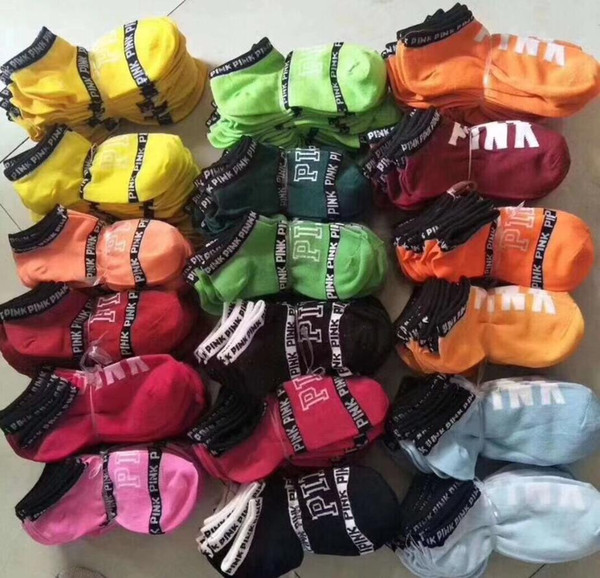 Pink Socks Wholesale Love Ankle Socks Multicolors Cheerleaders Sports Short Sock Girls Women Cotton Sports Socks Pink Football Sneaker