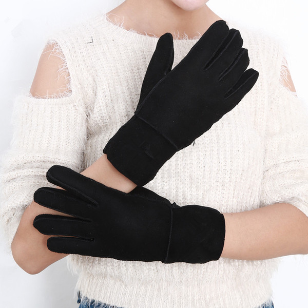 women outdoor fashion beautiful leather sports gloves wool gloves 100% pure wool fur gloves