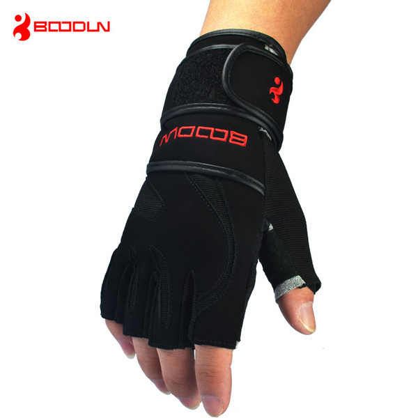 Genuine Leather Gloves Men's Half Finger Crossfit Non Slip Gym Fitness Gloves Dumbbell Sports Bodybuilding Weight Lifting Gloves